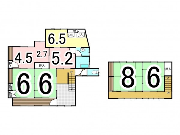 松江市秋鹿町、中古一戸建ての間取り画像です