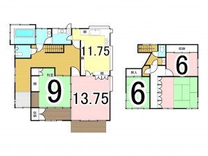 松江市東津田町、中古一戸建ての間取り画像です