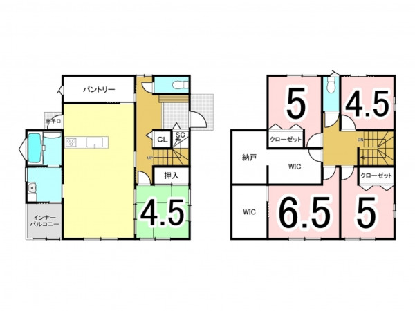 松江市古曽志町、中古一戸建ての間取り画像です