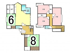 松江市古曽志町、中古一戸建ての間取り画像です