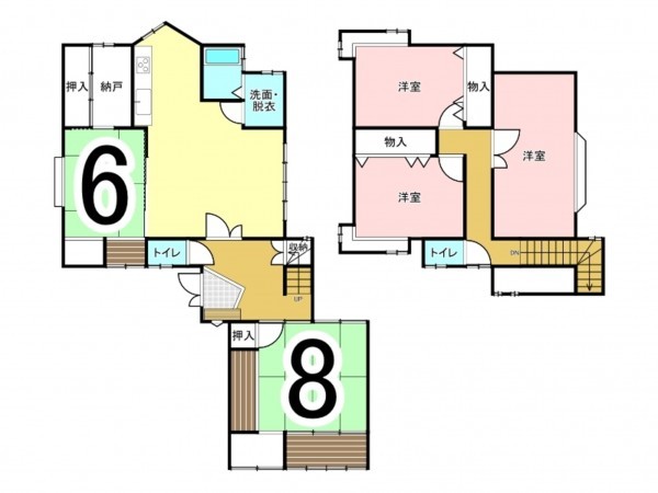 松江市古曽志町、中古一戸建ての間取り画像です