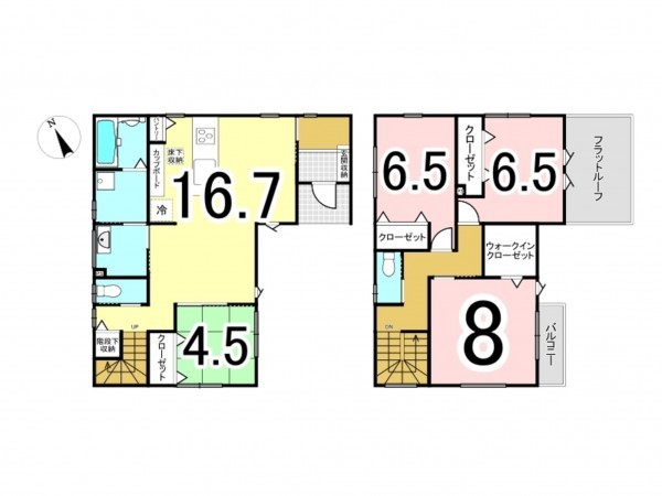 米子市両三柳、新築一戸建ての間取り画像です