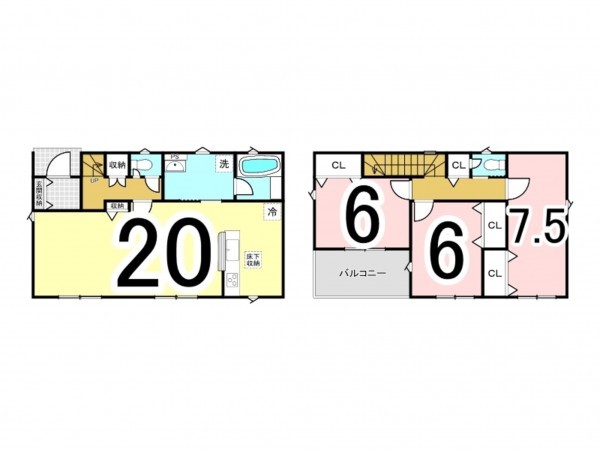 出雲市大津町、新築一戸建ての間取り画像です