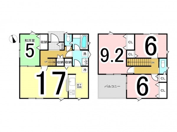 出雲市大津町、新築一戸建ての間取り画像です