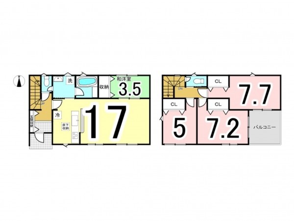 出雲市小山町、新築一戸建ての間取り画像です