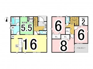 出雲市渡橋町、新築一戸建ての間取り画像です