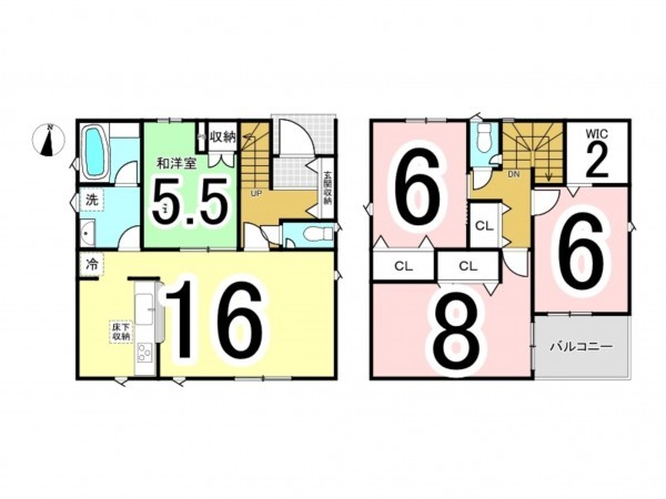 出雲市渡橋町、新築一戸建ての間取り画像です