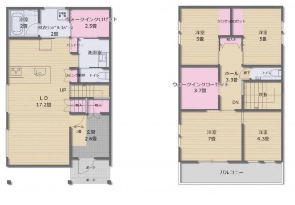 菊池郡菊陽町大字津久礼、中古一戸建ての間取り画像です