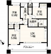 熊本市中央区水前寺、マンションの間取り画像です