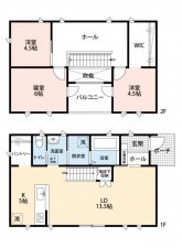 菊池郡大津町、中古一戸建ての間取り画像です