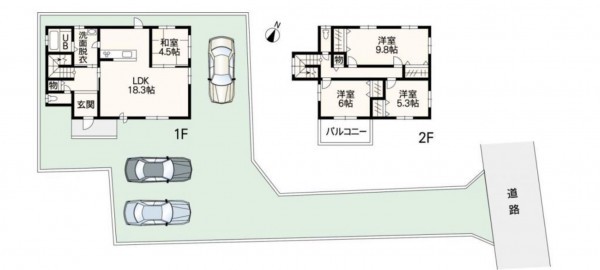 熊本市東区小山、中古一戸建ての間取り画像です