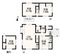 熊本市東区長嶺東、中古一戸建ての間取り画像です