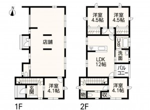 熊本市南区富合町、中古一戸建ての間取り画像です