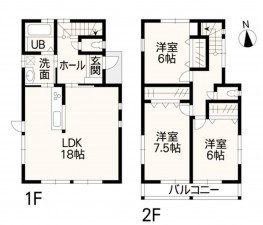 熊本市東区花立、中古一戸建ての間取り画像です