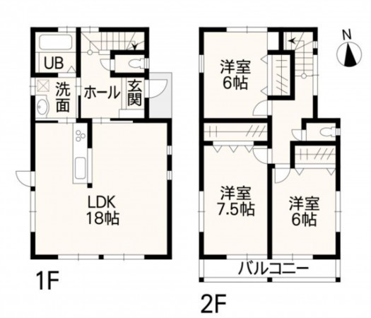 熊本市東区花立、中古一戸建ての間取り画像です