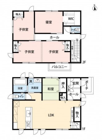 熊本市南区城南町、中古一戸建ての間取り画像です