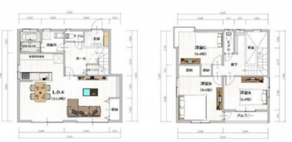 熊本市東区八反田、中古一戸建ての間取り画像です