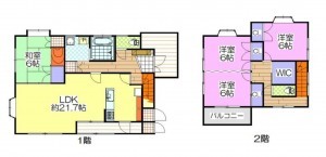 熊本市東区戸島、中古一戸建ての間取り画像です