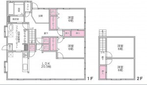 熊本市西区池田、中古一戸建ての間取り画像です