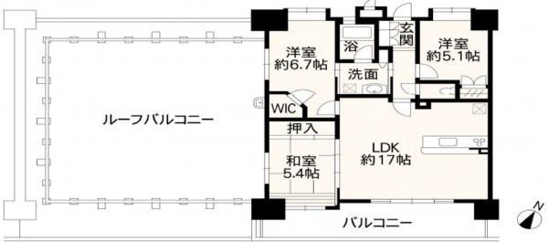 熊本市東区長嶺南、マンションの間取り画像です