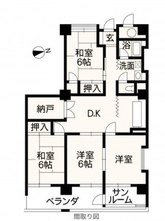 熊本市中央区九品寺、マンションの間取り画像です