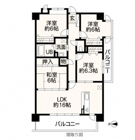 熊本市中央区水前寺公園、マンションの間取り画像です