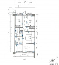 熊本市中央区保田窪、マンションの間取り画像です