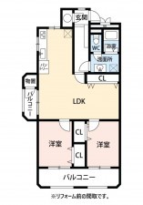 北九州市戸畑区東大谷、マンションの間取り画像です