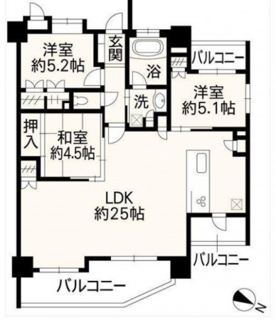 熊本市東区健軍、マンションの間取り画像です