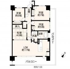 熊本市東区御領、マンションの間取り画像です