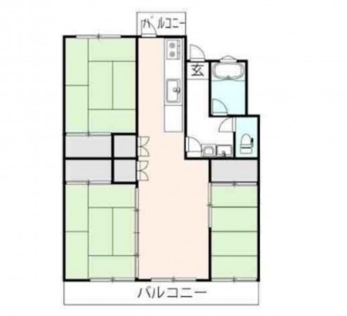 熊本市中央区九品寺、マンションの間取り画像です