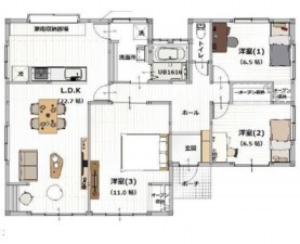 熊本市東区小山、中古一戸建ての間取り画像です