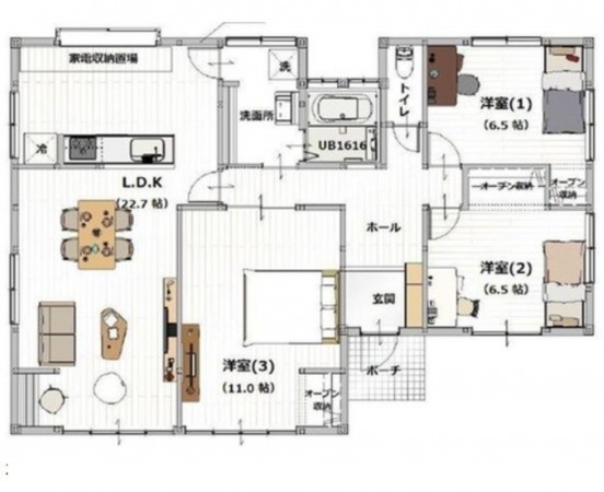 熊本市東区小山、中古一戸建ての間取り画像です