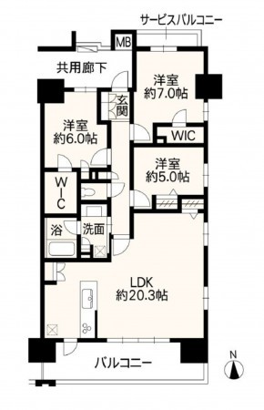 熊本市中央区新屋敷、マンションの間取り画像です