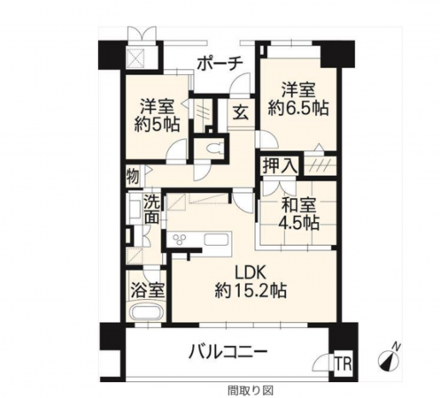 熊本市東区長嶺西、マンションの間取り画像です