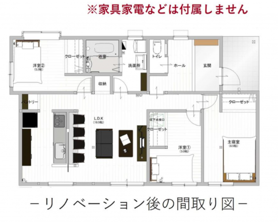 熊本市南区八分字町、中古一戸建ての間取り画像です