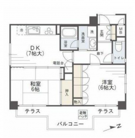 熊本市中央区万町、マンションの間取り画像です