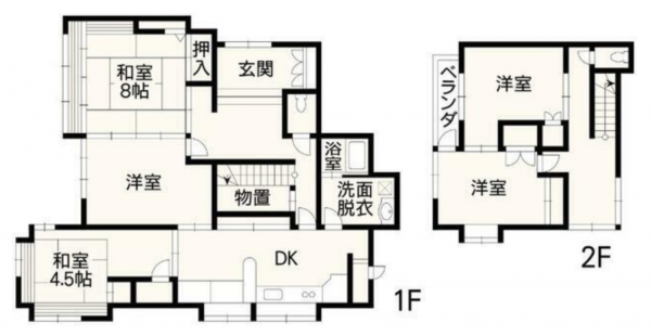 熊本市南区銭塘町、中古一戸建ての間取り画像です