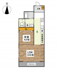 熊本市中央区新町、マンションの間取り画像です