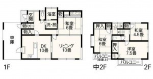 菊池郡菊陽町武蔵ヶ丘北、中古一戸建ての間取り画像です
