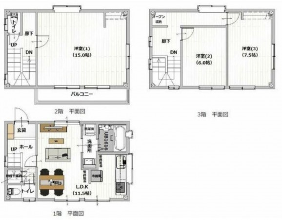 熊本市中央区神水、中古一戸建ての間取り画像です