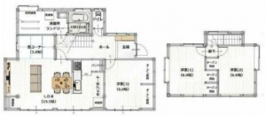 熊本市東区戸島西、中古一戸建ての間取り画像です