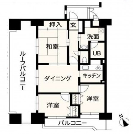 熊本市中央区米屋町、マンションの間取り画像です