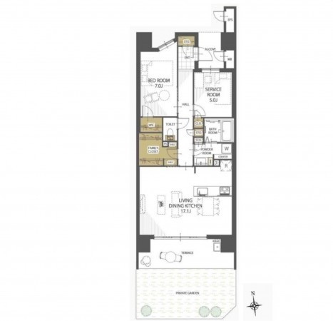 熊本市中央区京町本丁、マンションの間取り画像です