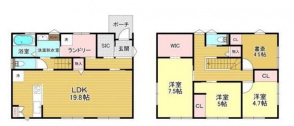 熊本市南区富合町、中古一戸建ての間取り画像です