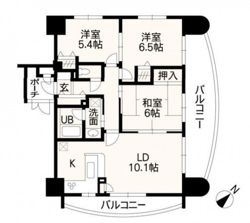 熊本市中央区水前寺、マンションの間取り画像です