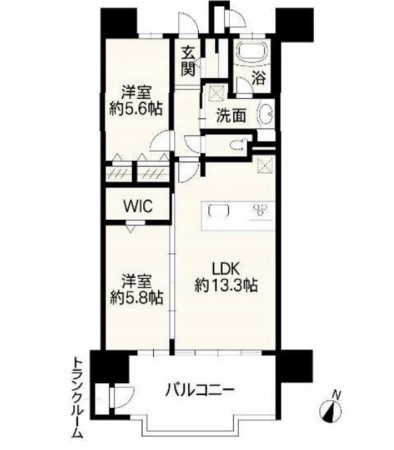 熊本市中央区迎町、マンションの間取り画像です
