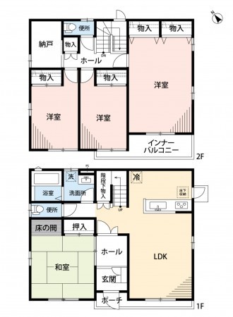玉名市築地、中古一戸建ての間取り画像です