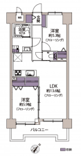 熊本市東区保田窪、マンションの間取り画像です