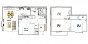 熊本市南区土河原町、中古一戸建ての間取り画像です